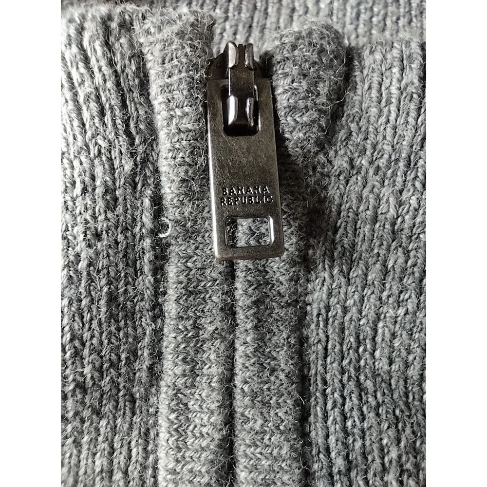 Banana Republic Sweater Mens Large Norm Core Gray Quarter Zip Mock Neck Pullover